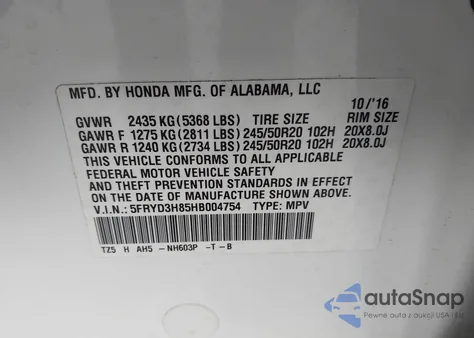 2017 Acura Mdx Advance Package z USA, uszkodzony, nr VIN 5FRYD3H85HB004754